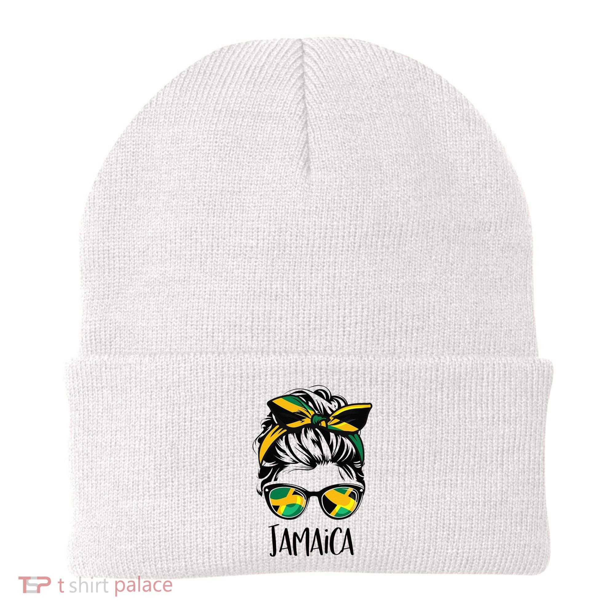 Jamaica  Messy Bun Jamaican Flag Jamaican Beanie