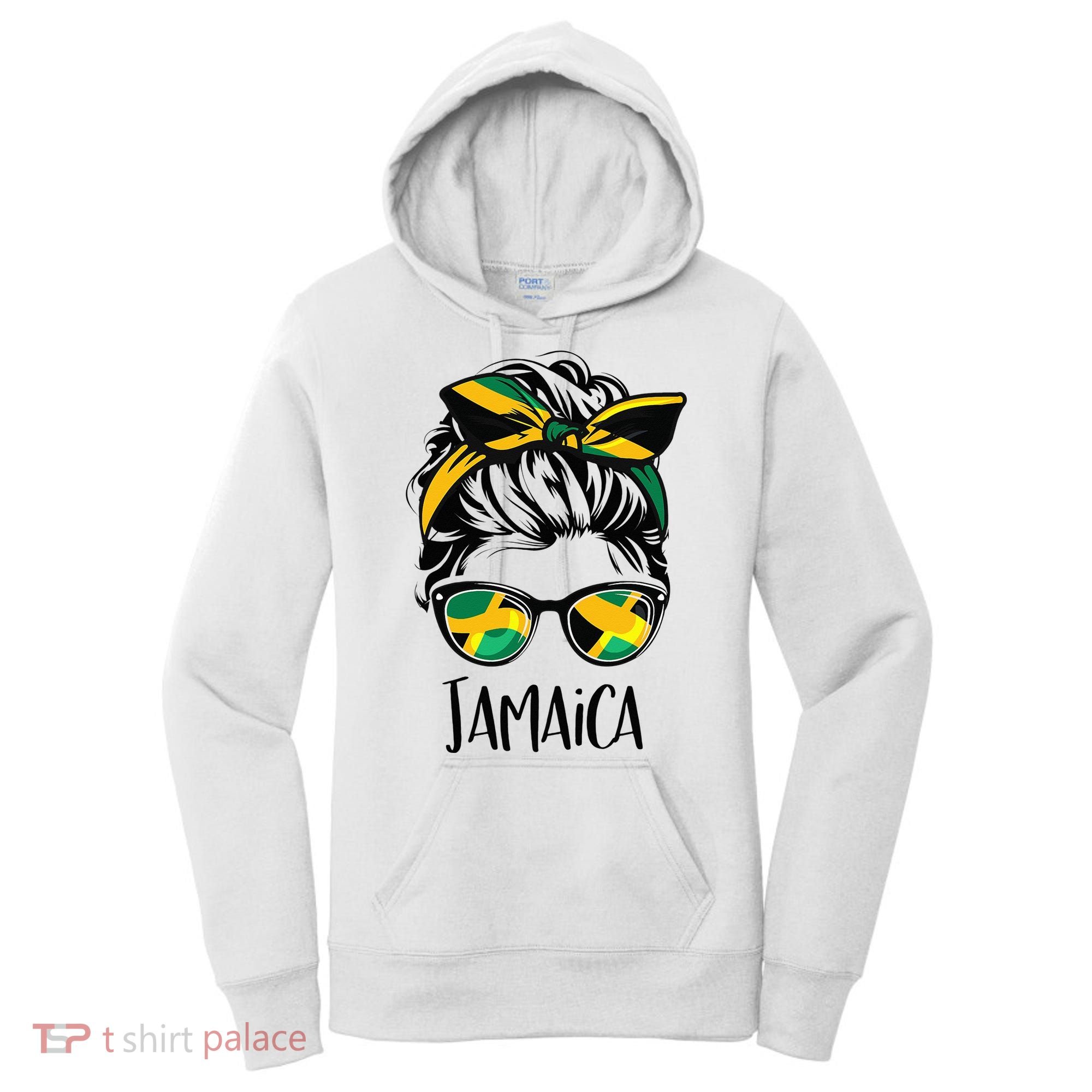 Jamaica  Messy Bun Jamaican Flag Jamaican Women's Hoodie