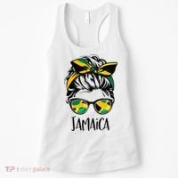 Jamaica  Messy Bun Jamaican Flag Jamaican Women's Tank Top thumb 0