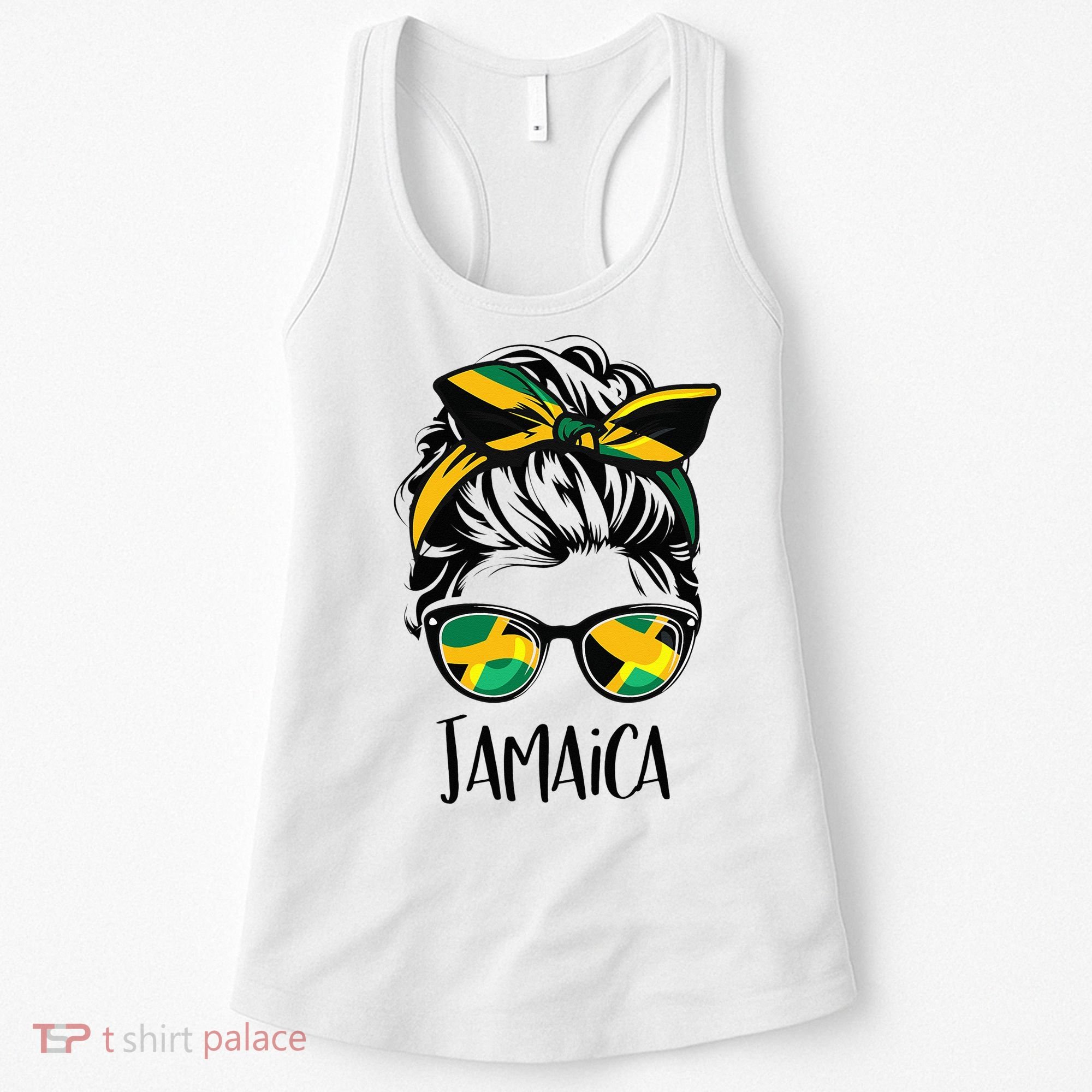 Jamaica  Messy Bun Jamaican Flag Jamaican Women's Tank Top