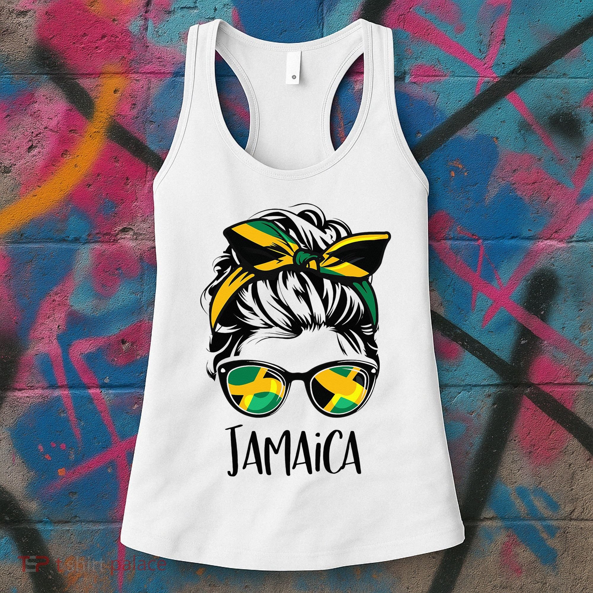 Jamaica  Messy Bun Jamaican Flag Jamaican Women's Tank Top