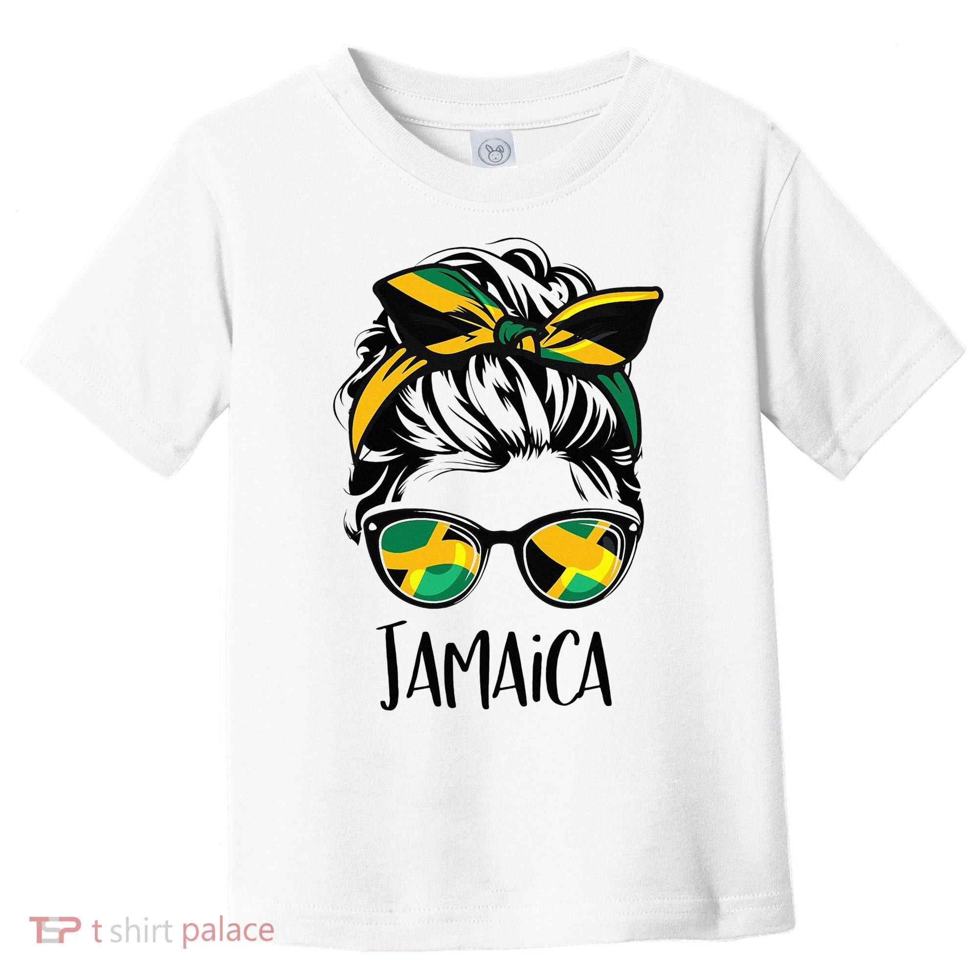 Jamaica  Messy Bun Jamaican Flag Jamaican Toddler T-Shirt