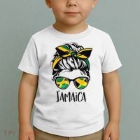 Jamaica  Messy Bun Jamaican Flag Jamaican Toddler T-Shirt thumb 2