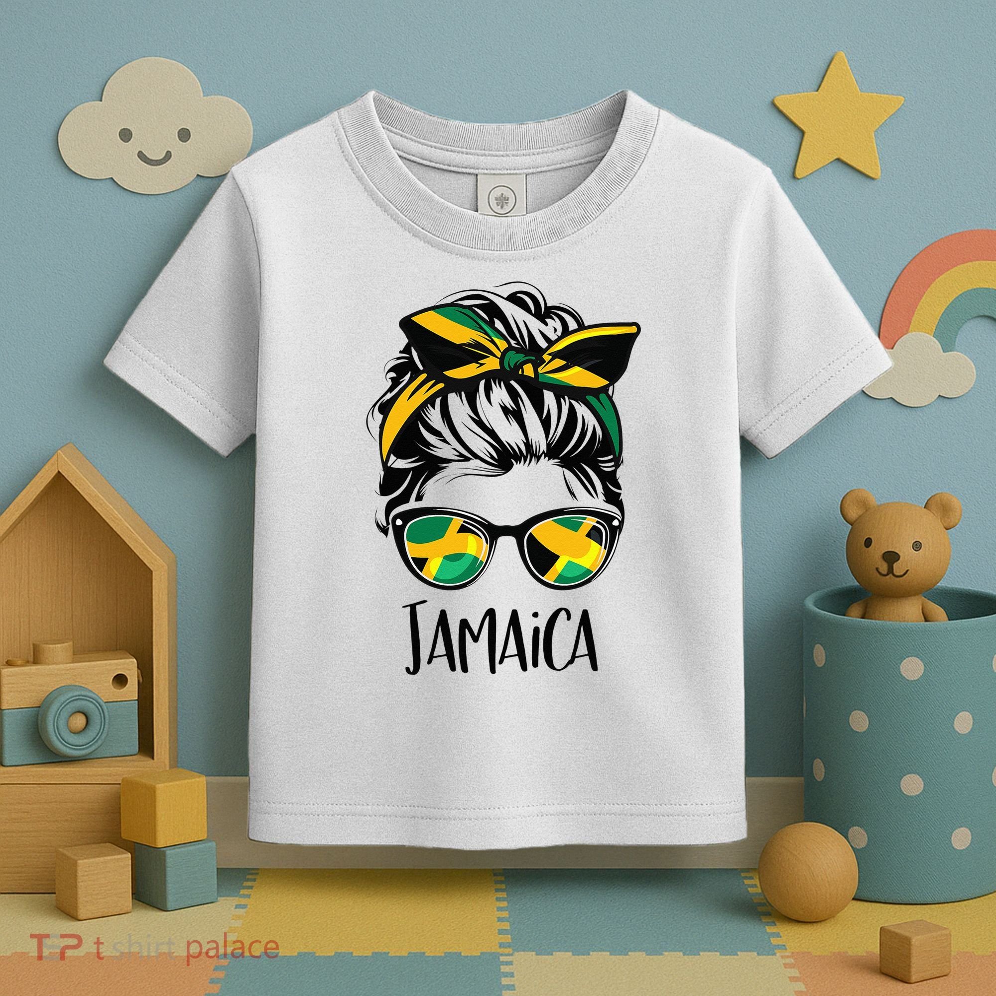 Jamaica  Messy Bun Jamaican Flag Jamaican Toddler T-Shirt