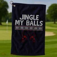Jingle My Balls Funny Ugly Christmas Golf Towel thumb 1