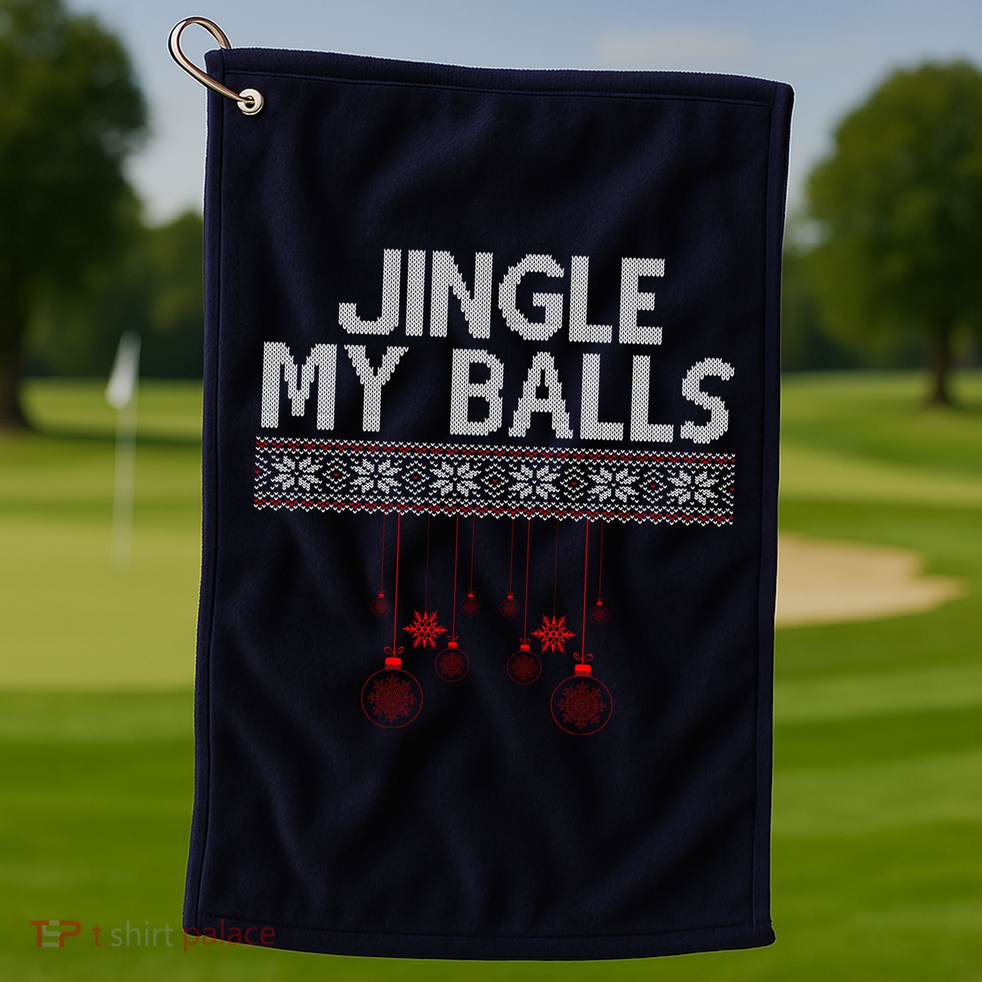 Jingle My Balls Funny Ugly Christmas Golf Towel