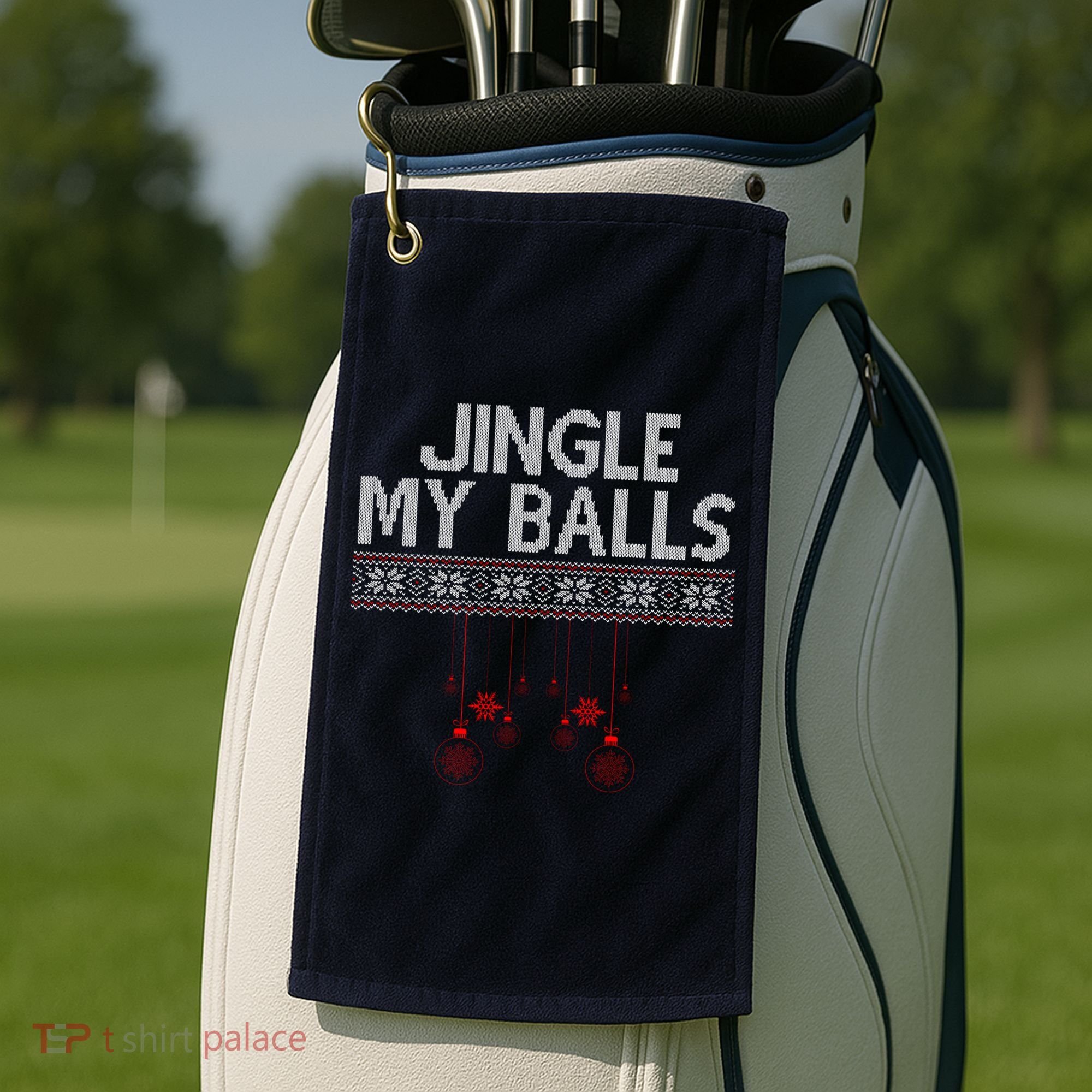 Jingle My Balls Funny Ugly Christmas Golf Towel