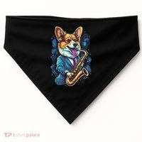 Jazz Musician Corgi Dog Saxophone USA-Made Doggie Bandana thumb 0