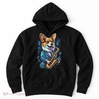 Jazz Musician Corgi Dog Saxophone Hoodie thumb 0