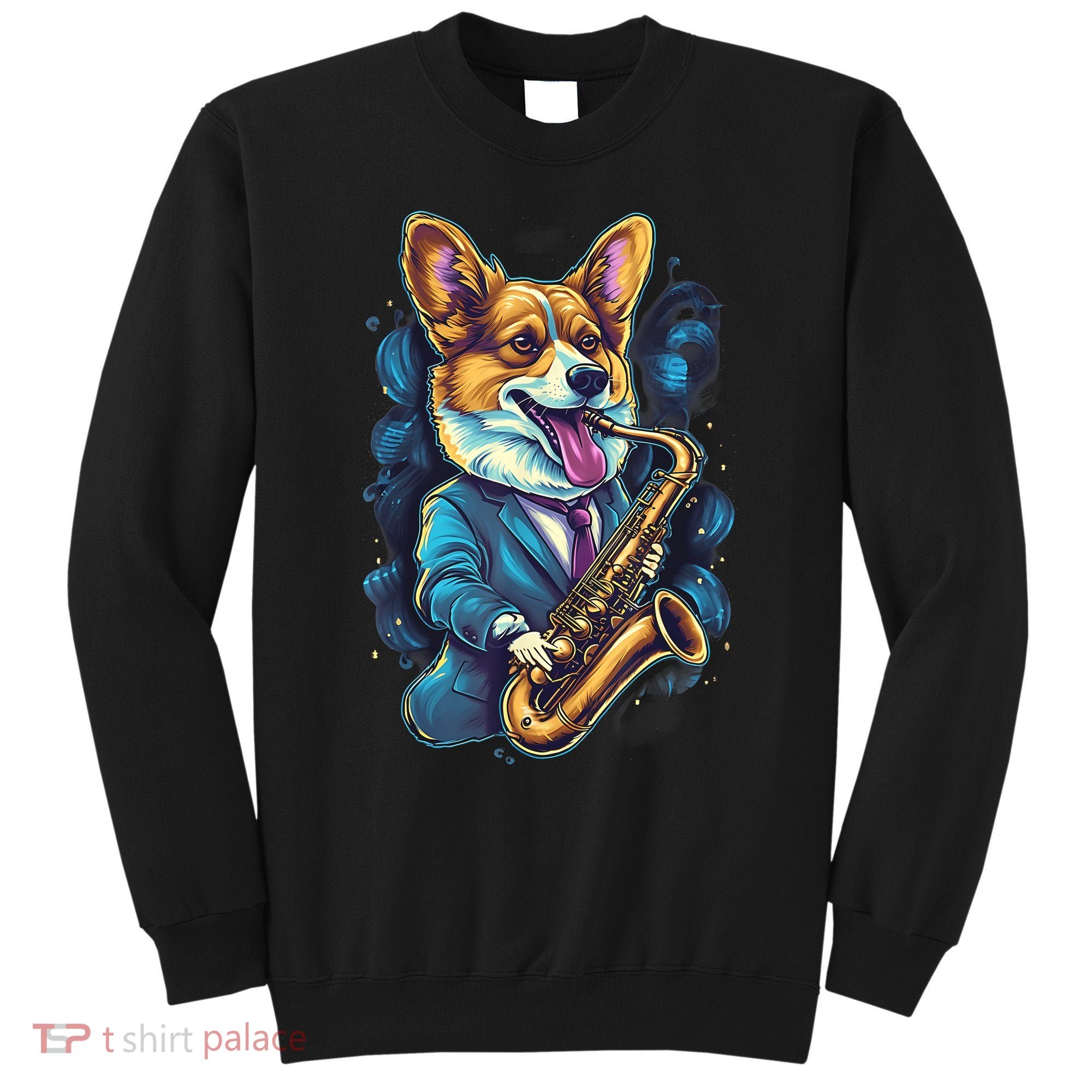 Jazz Musician Corgi Dog Saxophone Sweatshirt