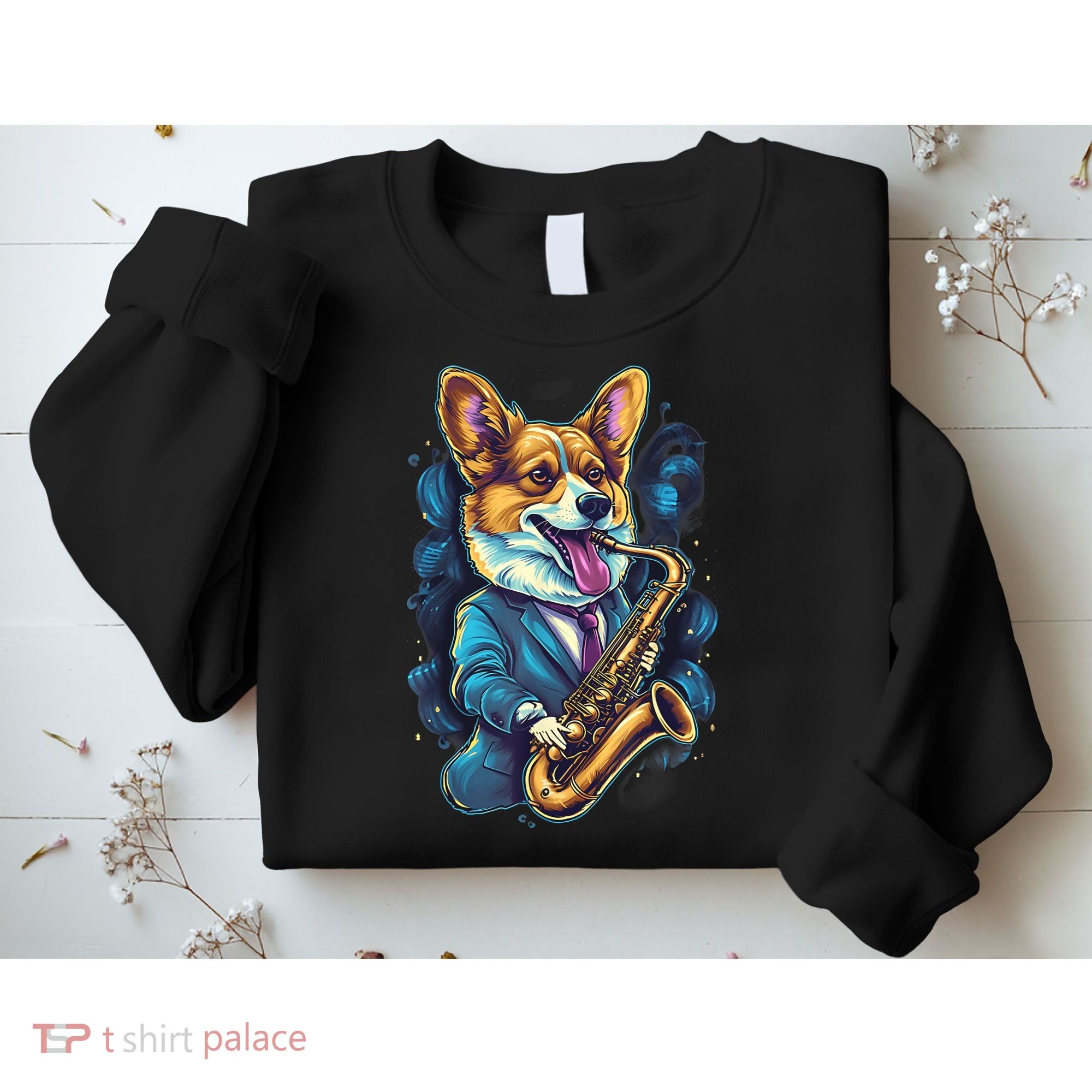 Jazz Musician Corgi Dog Saxophone Sweatshirt