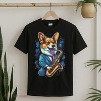 Jazz Musician Corgi Dog Saxophone T-Shirt thumb 2