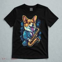 Jazz Musician Corgi Dog Saxophone T-Shirt thumb 5