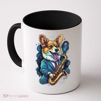 Jazz Musician Corgi Dog Saxophone Coffee Mug thumb 0