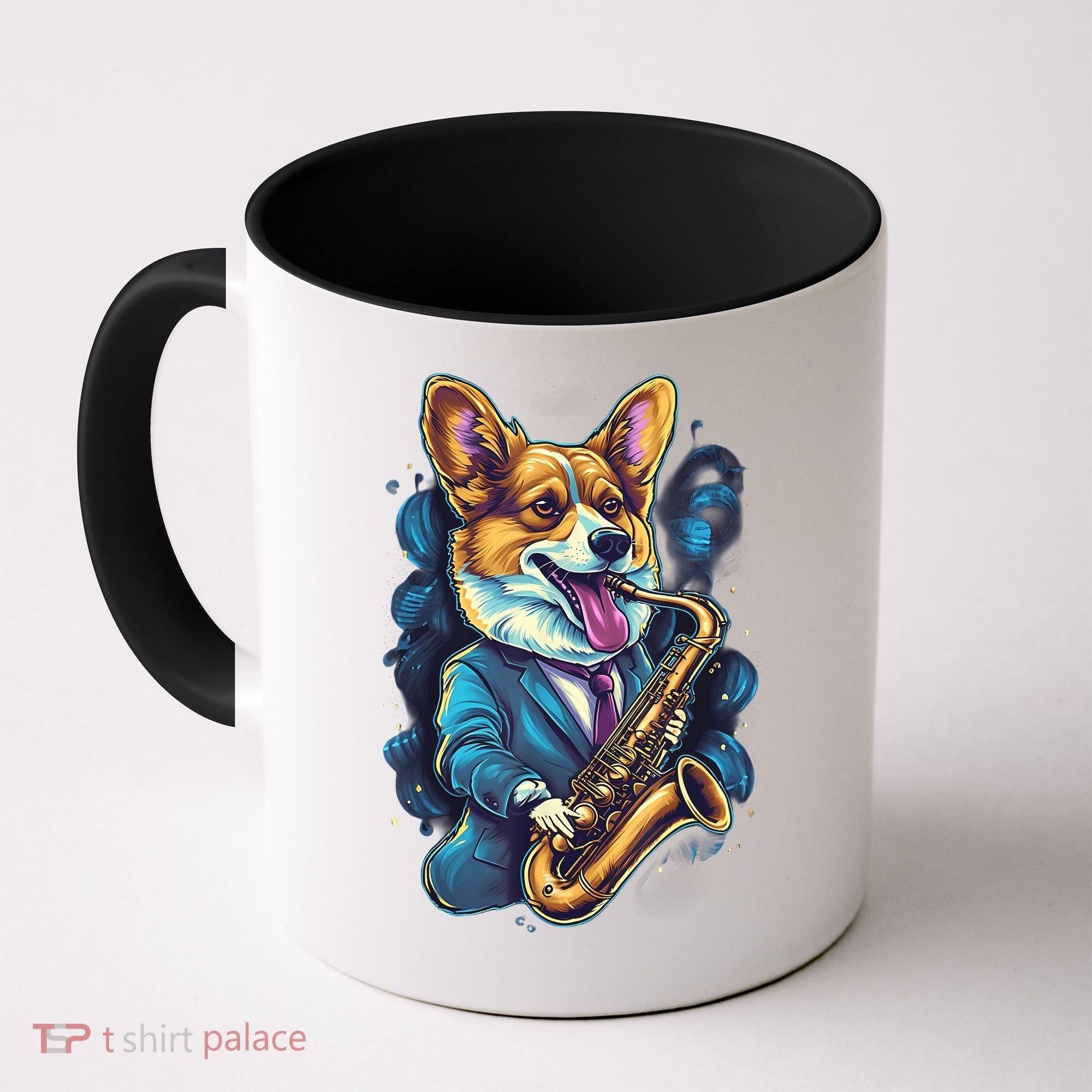 Jazz Musician Corgi Dog Saxophone Coffee Mug
