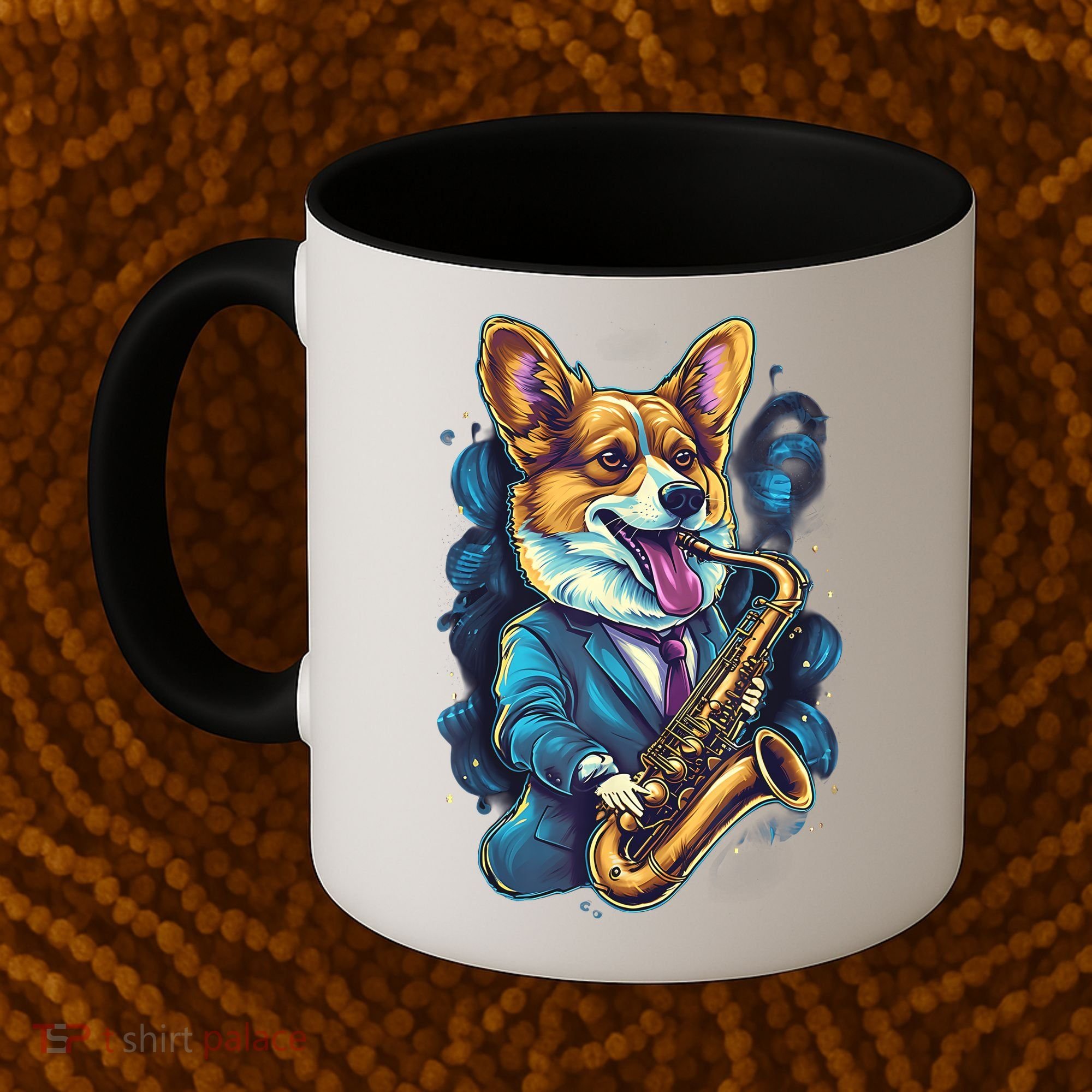 Jazz Musician Corgi Dog Saxophone Coffee Mug