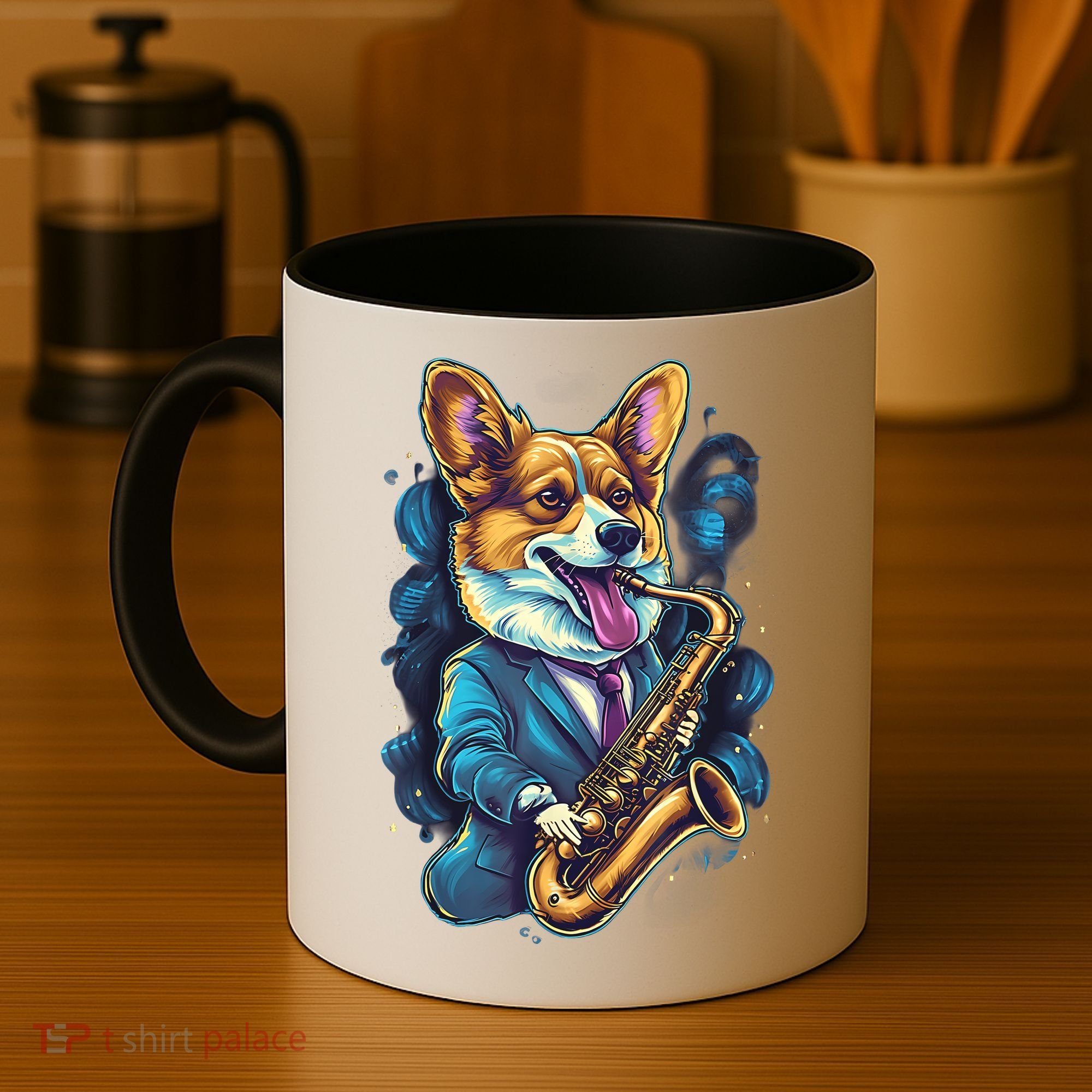Jazz Musician Corgi Dog Saxophone Coffee Mug