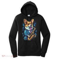 Jazz Musician Corgi Dog Saxophone Women's Hoodie thumb 0