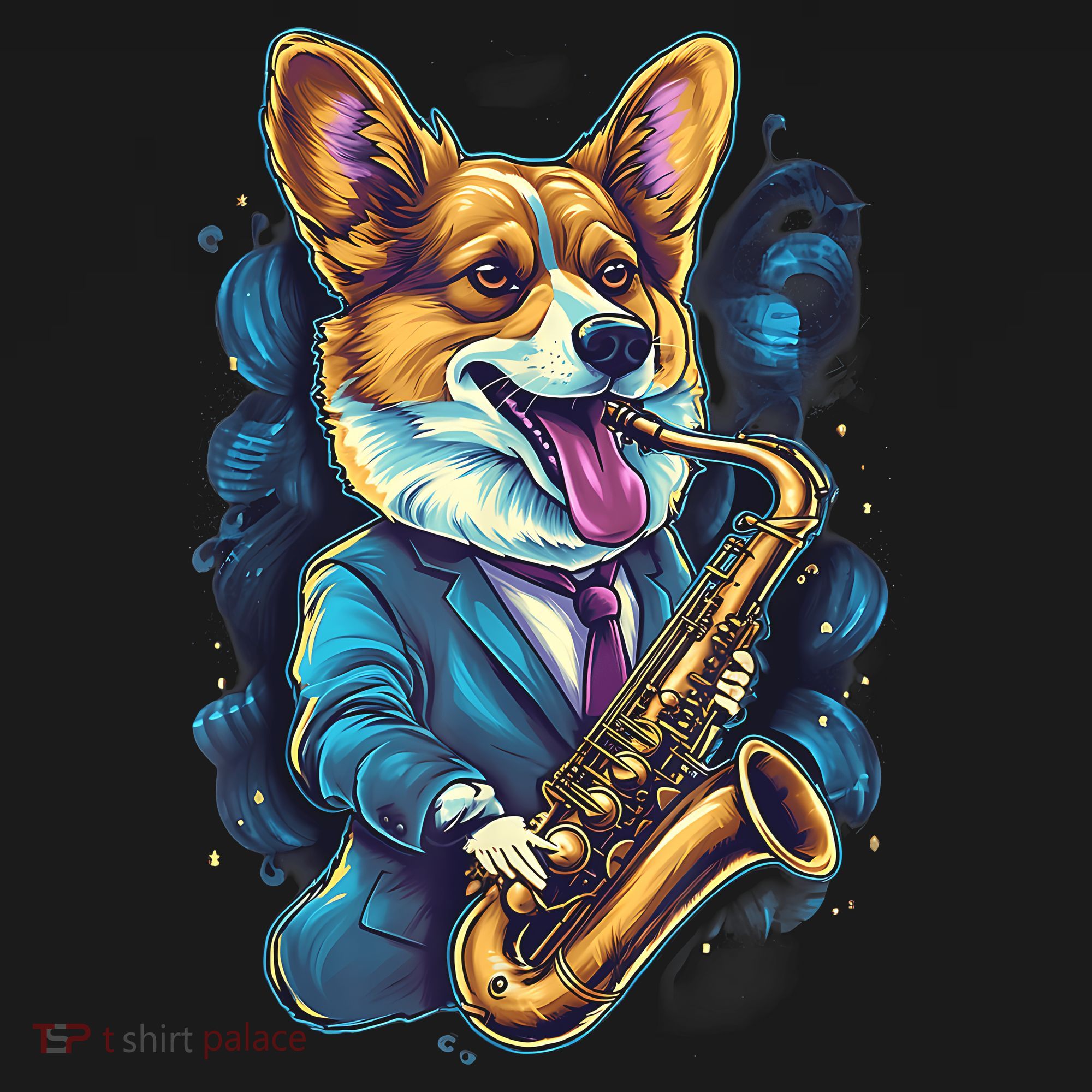 Jazz Musician Corgi Dog Saxophone Women's Hoodie