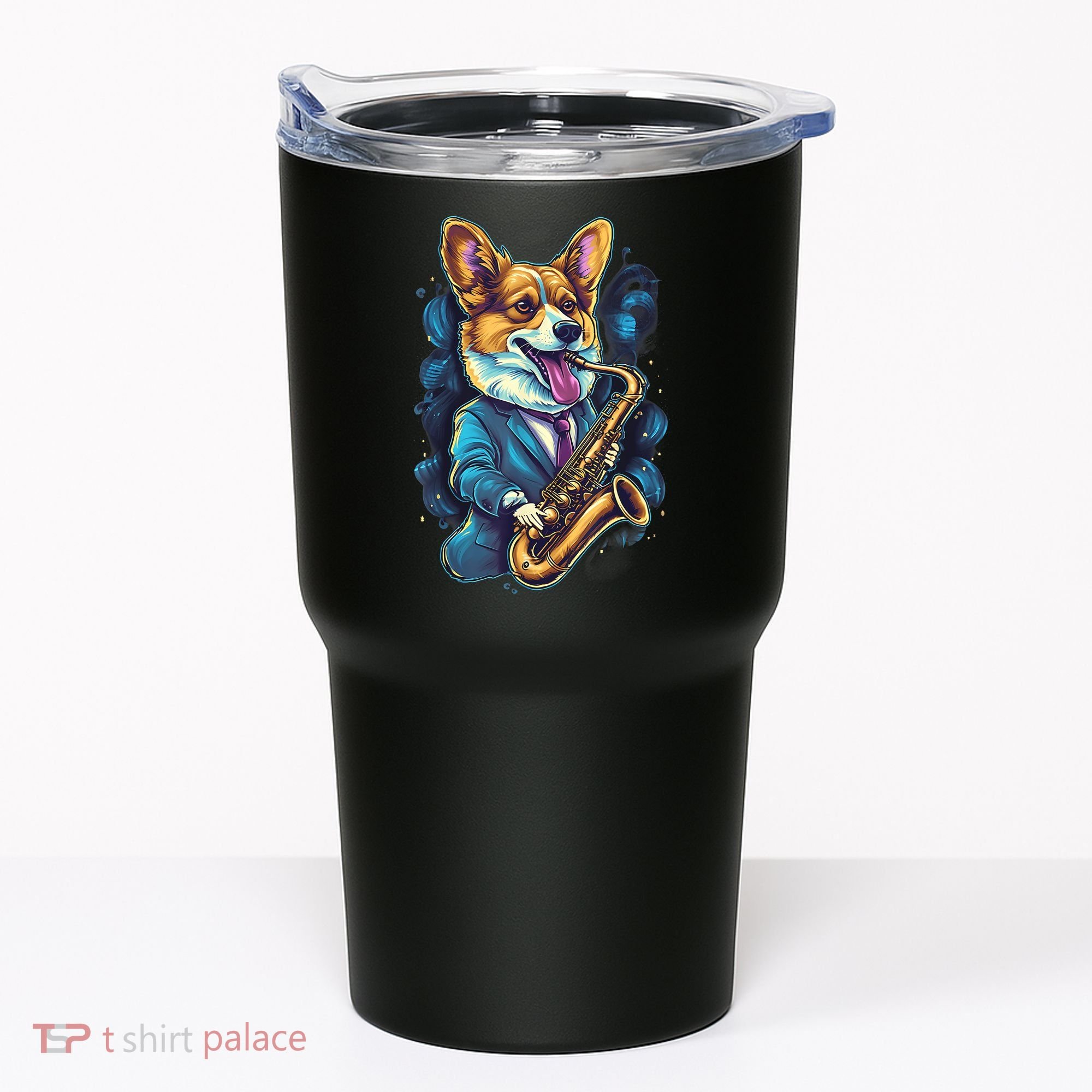 Jazz Musician Corgi Dog Saxophone Tumbler
