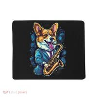 Jazz Musician Corgi Dog Saxophone Mousepad thumb 0