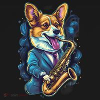 Jazz Musician Corgi Dog Saxophone Mousepad thumb 1