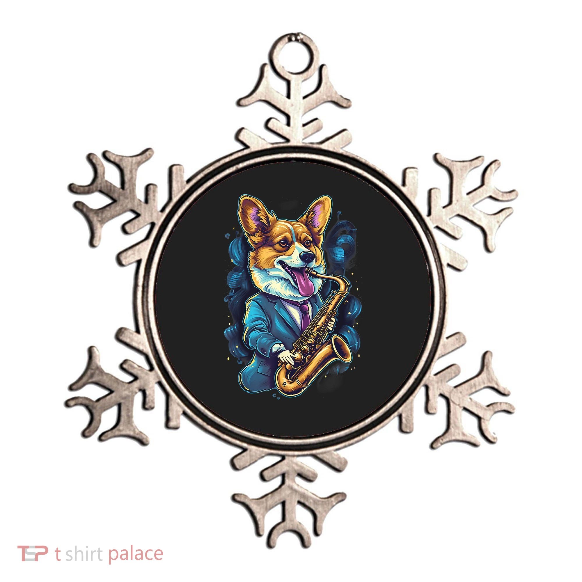 Jazz Musician Corgi Dog Saxophone Ornament