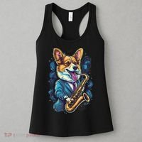 Jazz Musician Corgi Dog Saxophone Women's Tank Top thumb 3