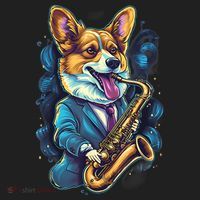 Jazz Musician Corgi Dog Saxophone Hat thumb 2