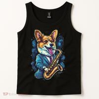 Jazz Musician Corgi Dog Saxophone Tank Top thumb 2
