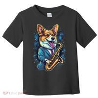 Jazz Musician Corgi Dog Saxophone Toddler T-Shirt thumb 0