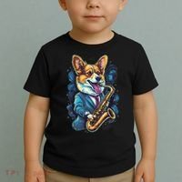 Jazz Musician Corgi Dog Saxophone Toddler T-Shirt thumb 2