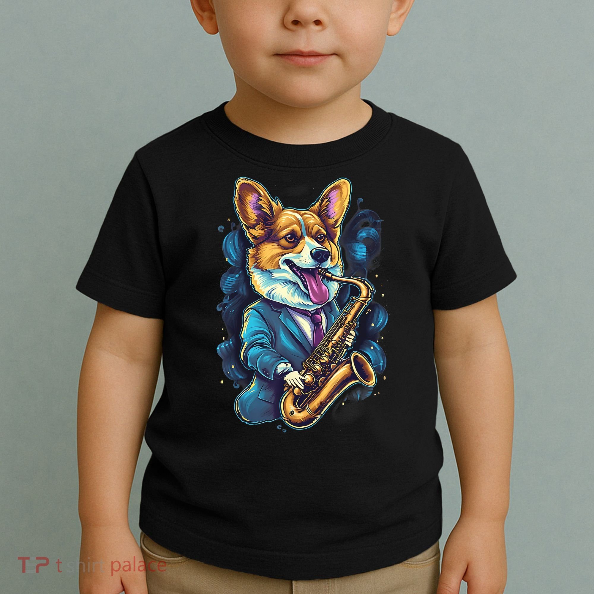 Jazz Musician Corgi Dog Saxophone Toddler T-Shirt