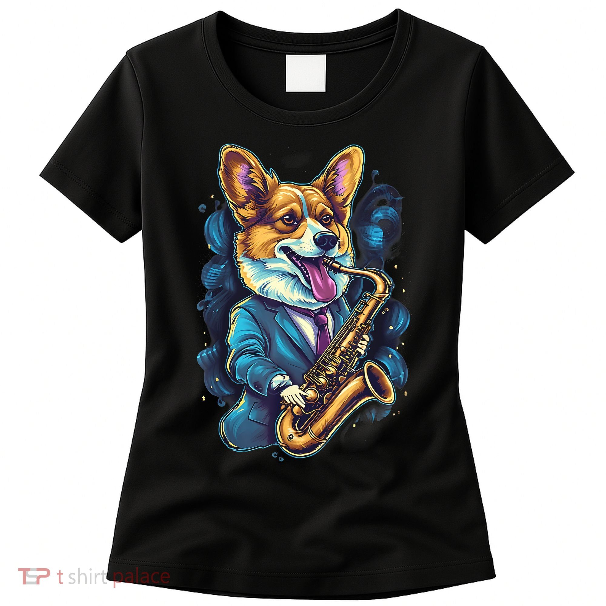 Jazz Musician Corgi Dog Saxophone Women's T-Shirt