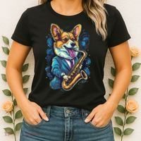 Jazz Musician Corgi Dog Saxophone Women's T-Shirt thumb 2