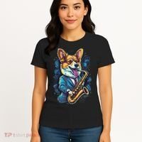 Jazz Musician Corgi Dog Saxophone Women's T-Shirt thumb 4