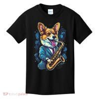 Jazz Musician Corgi Dog Saxophone Kids T-Shirt thumb 0