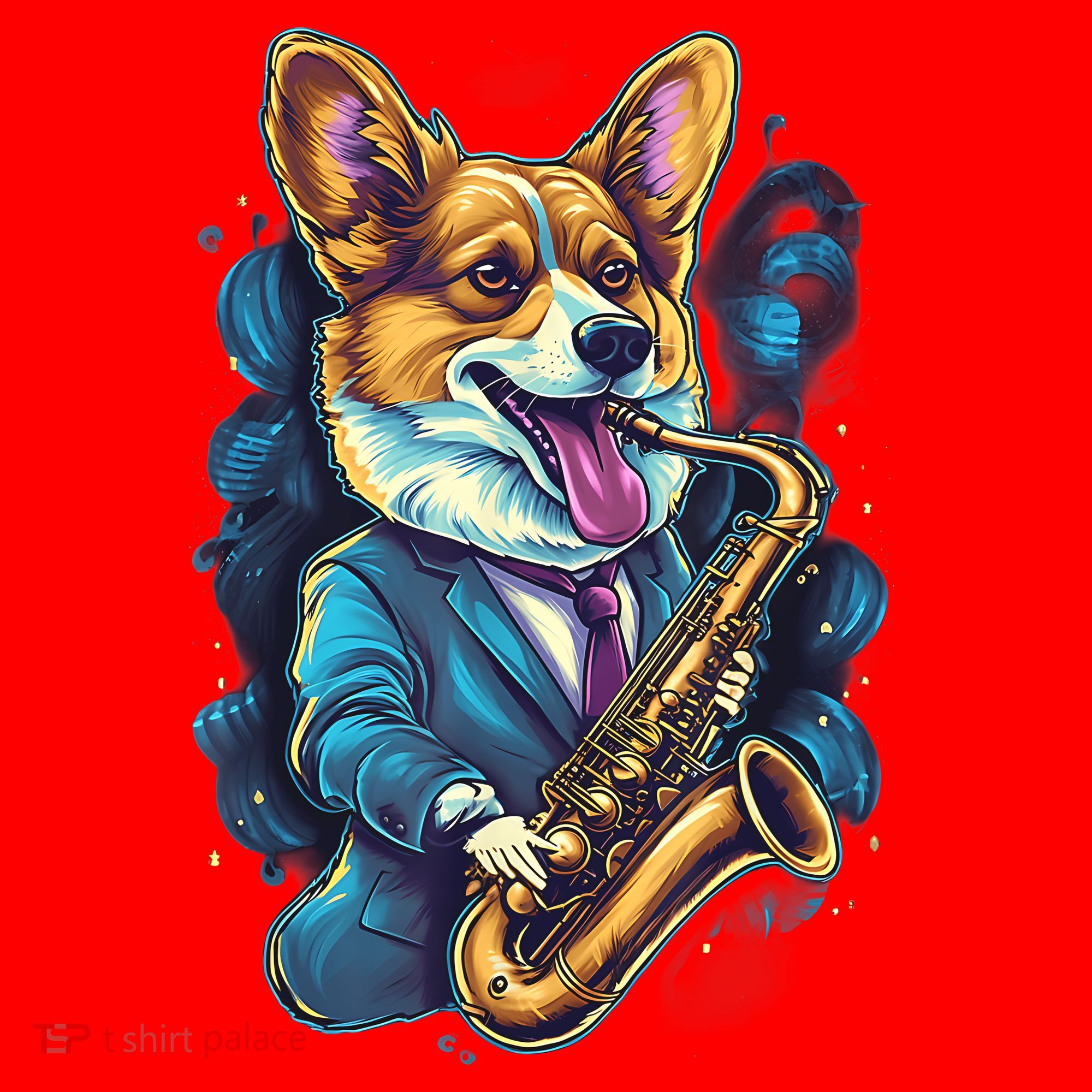 Jazz Musician Corgi Dog Saxophone Santa Hat