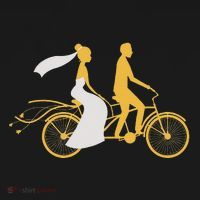 Just Married Couple Tandem Bike Wedding Anniversary Marriage Hoodie thumb 2