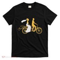 Just Married Couple Tandem Bike Wedding Anniversary Marriage T-Shirt thumb 0