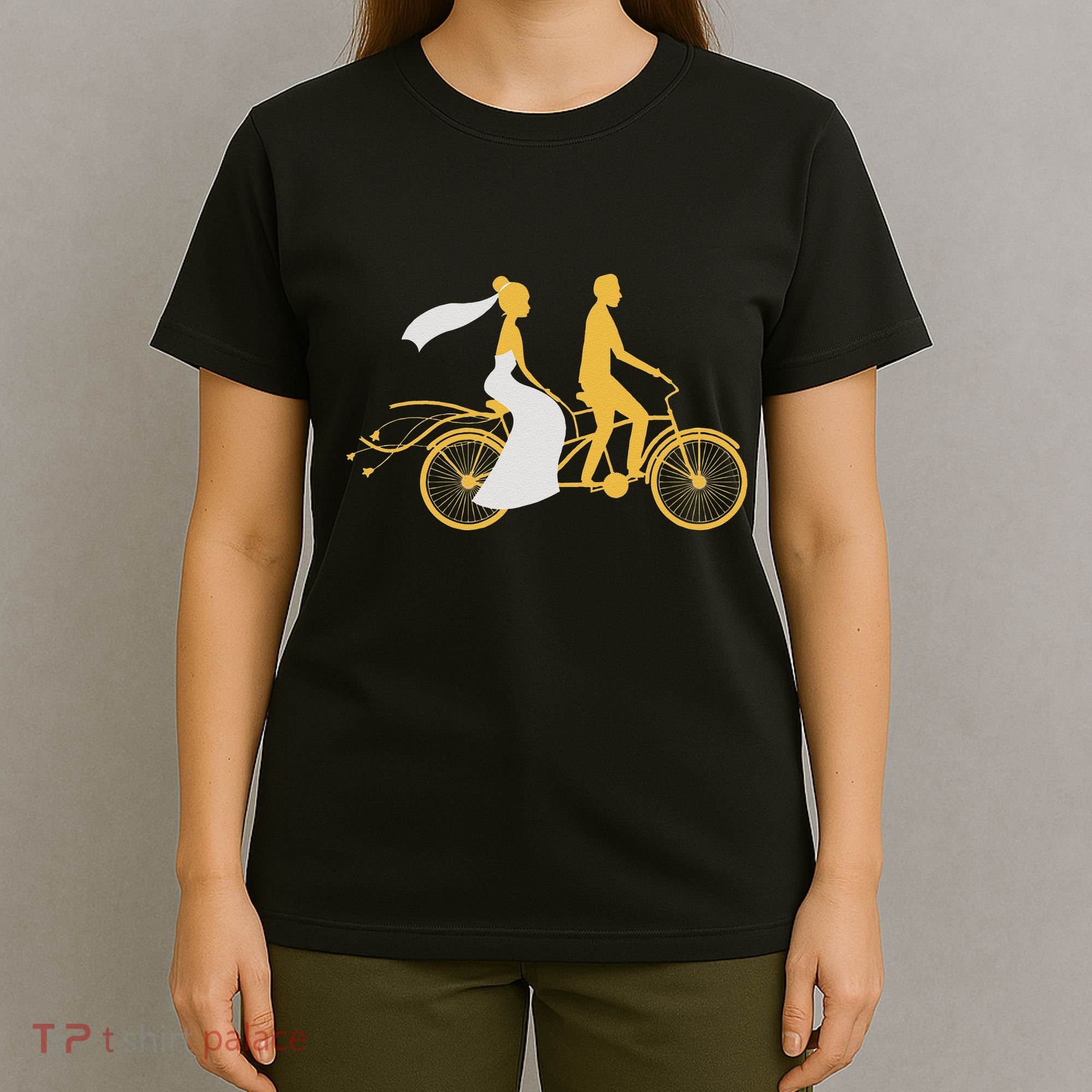 Just Married Couple Tandem Bike Wedding Anniversary Marriage T-Shirt