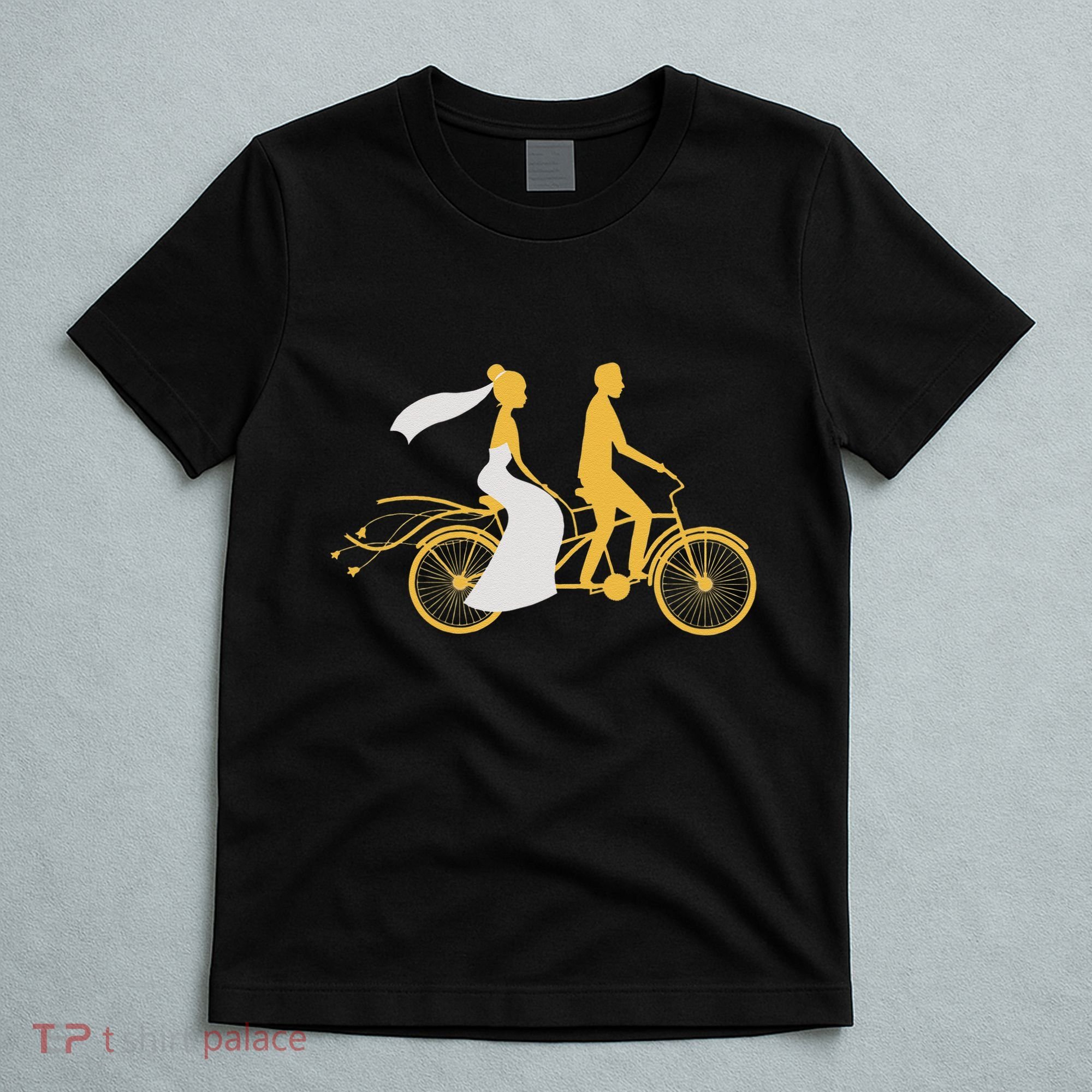 Just Married Couple Tandem Bike Wedding Anniversary Marriage T-Shirt