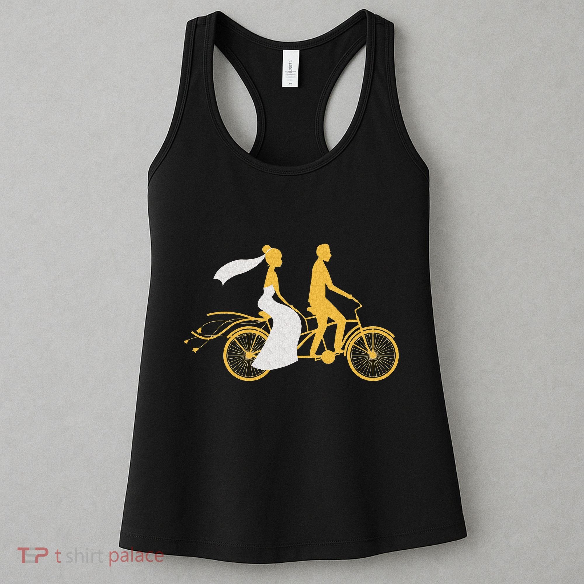 Just Married Couple Tandem Bike Wedding Anniversary Marriage Women's Tank Top