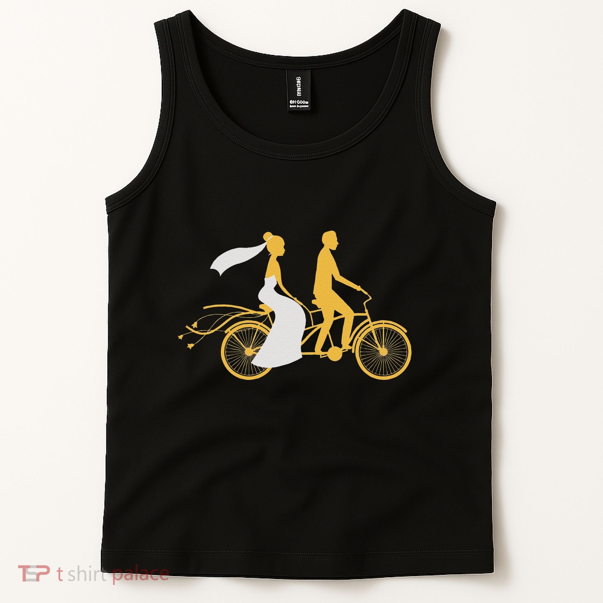 Just Married Couple Tandem Bike Wedding Anniversary Marriage Tank Top