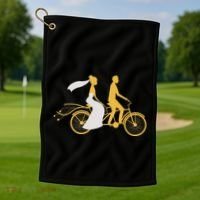 Just Married Couple Tandem Bike Wedding Anniversary Marriage Golf Towel thumb 1