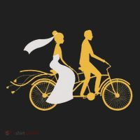 Just Married Couple Tandem Bike Wedding Anniversary Marriage Golf Towel thumb 3