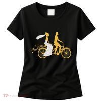 Just Married Couple Tandem Bike Wedding Anniversary Marriage Women's T-Shirt thumb 0