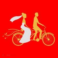 Just Married Couple Tandem Bike Wedding Anniversary Marriage Santa Hat thumb 1