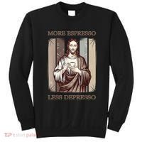 Jesus More Espresso And Less Depresso Retro Coffee Lovers Sweatshirt thumb 0