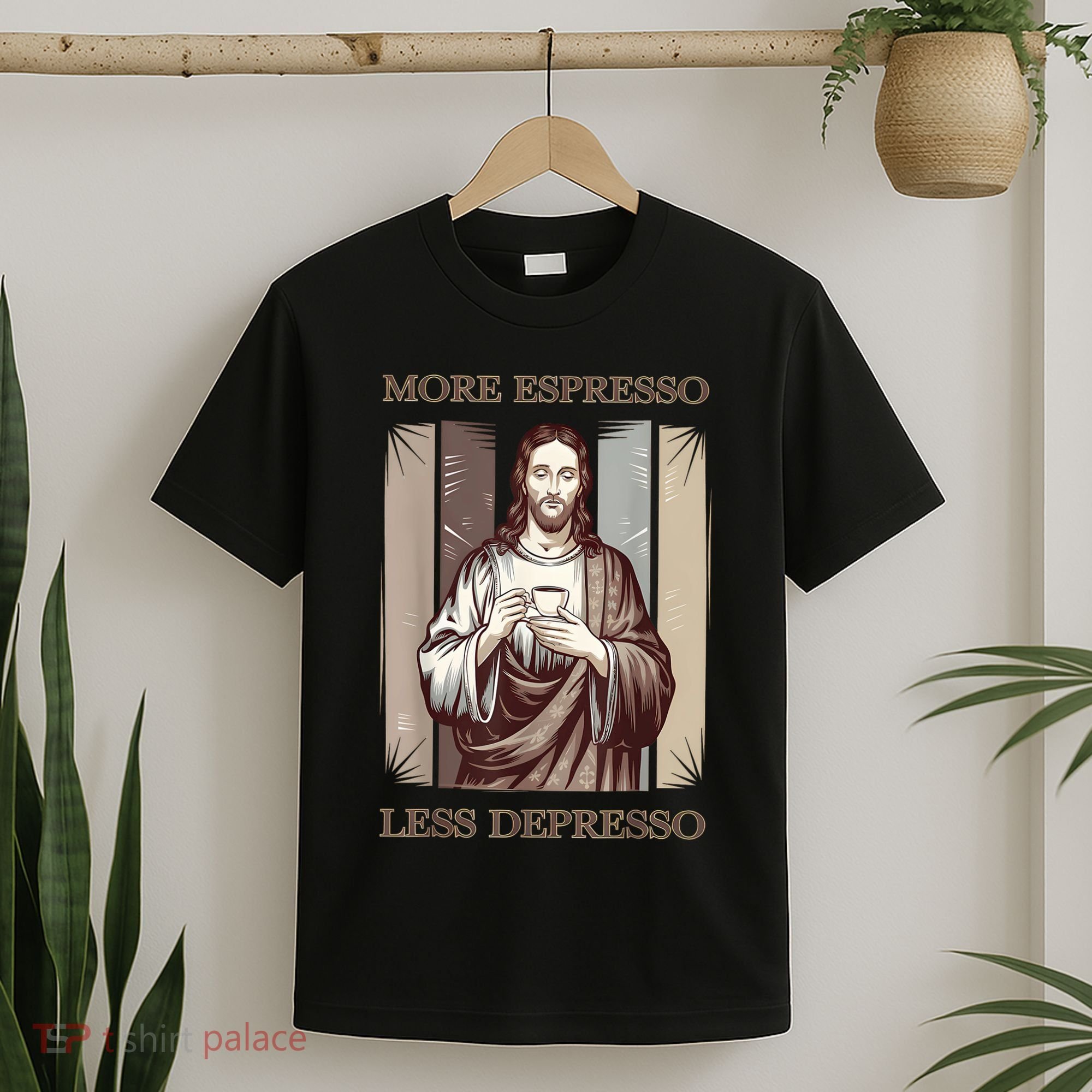 Jesus More Espresso And Less Depresso Retro Coffee Lovers T-Shirt